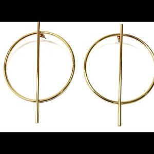 Gold plated Circle geometric earrings